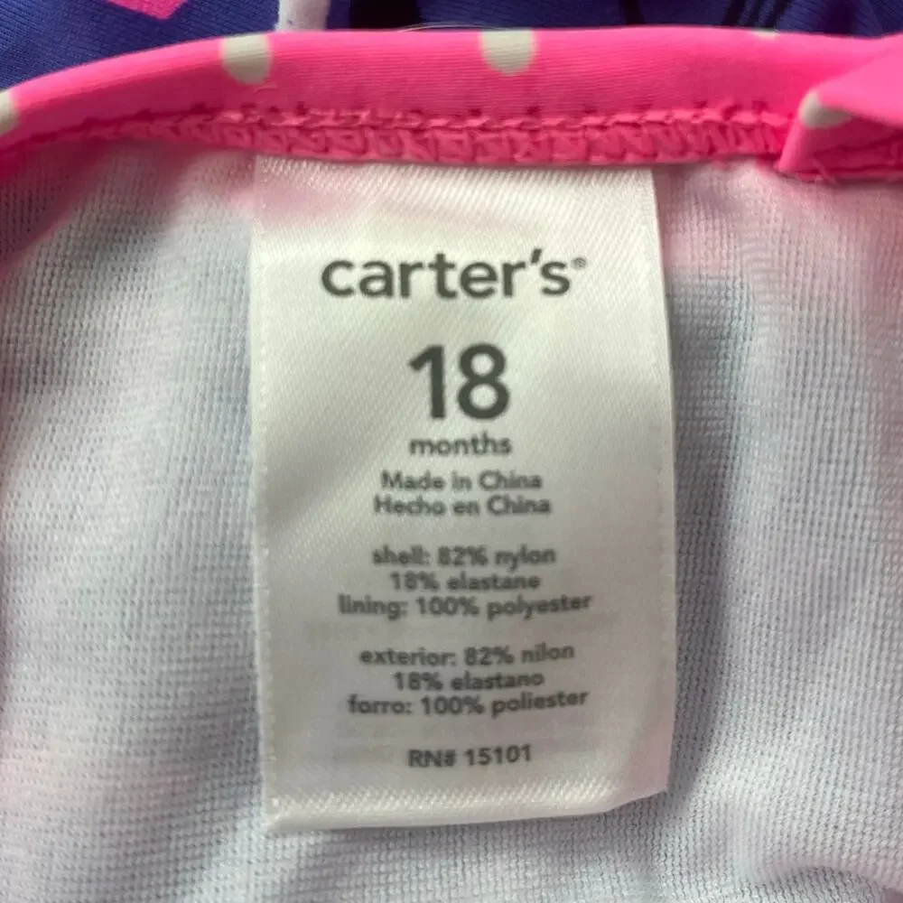 Carter’s Swimsuit Bathing Suit Pink Blue Sailboats Baby Toddler 18 months NEW - Picture 3 of 4